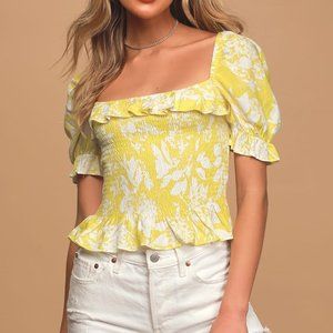 NWT Lulu's You're My Sunshine Floral Smocked Top
